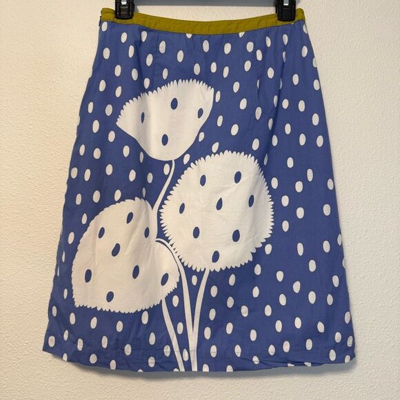 Boden Floral Blue & White Polka Dot Skirt Size 4R - Picture 1 of 8